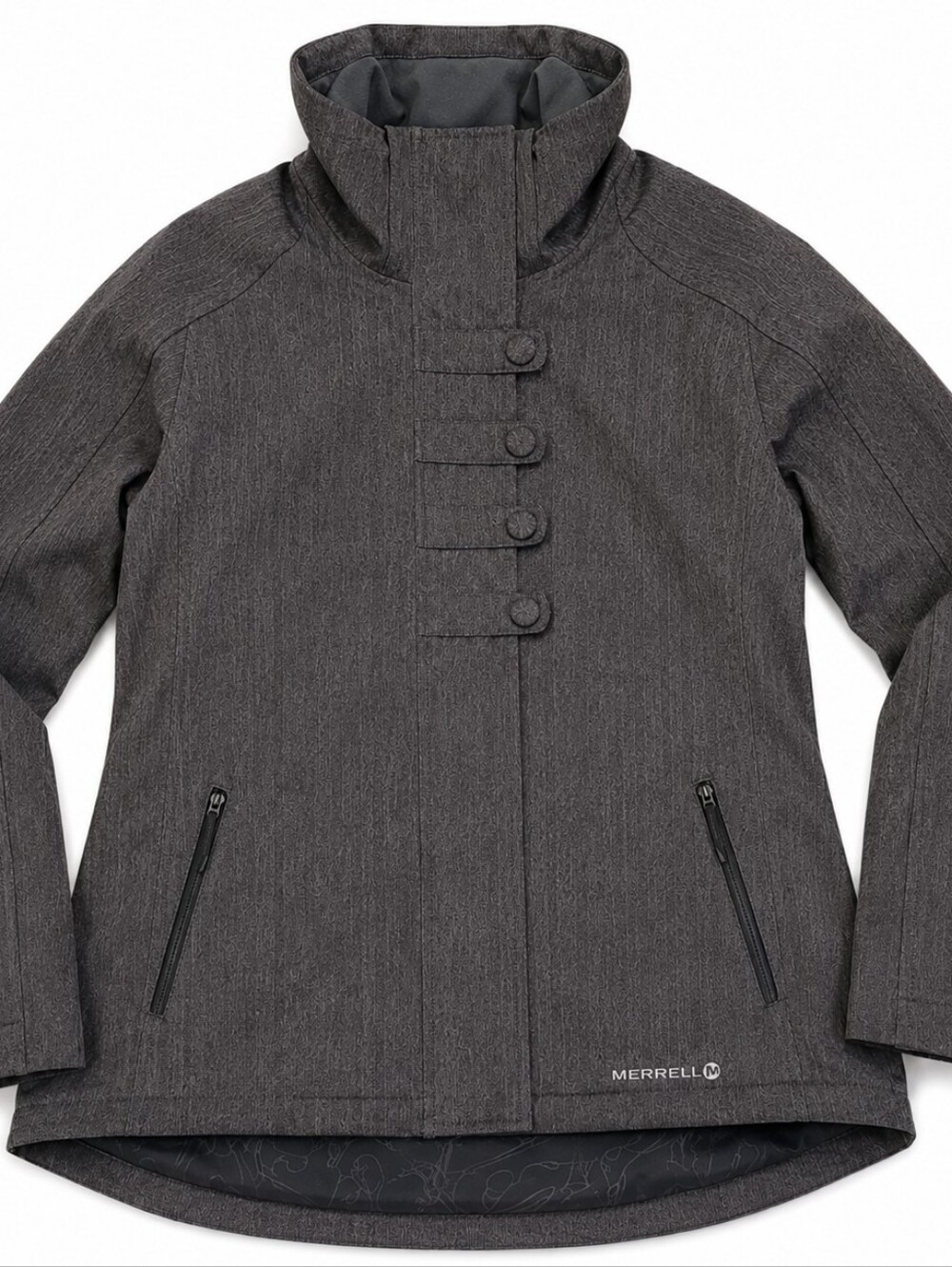 Merrell Opti-Shell Winter Ski Jacket Womens XL Gray Herringbone Insulated Coat